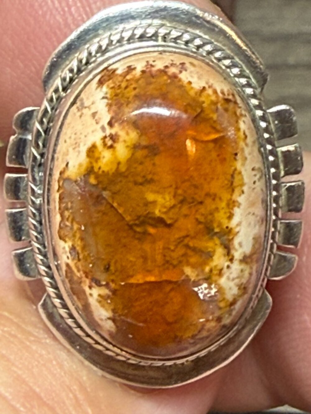 925 Mexican Cantera Fire Opal Ring View 5